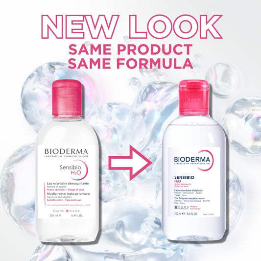 Bioderma Sensibio H2O - Soothing Micellar Water Protects Dry & Sensitive Skin, Cleanser Removes Impurities, Pollution & Pollen, Gentle Makeup Remover, 250Ml