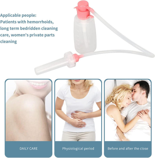 Vaginal Douche Cleaner,350ml Vaginal Cleanser Vaginal Douche Reusable Vaginal Cleansing System Manual Pressure Clean Female Vaginal Cleaner Feminine Hygiene for Daily Care