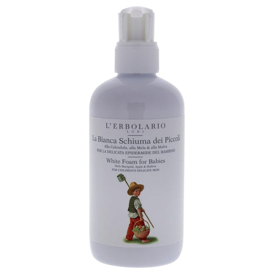 L'Erbolario White Foam For Babies - Excellent Cleansing Properties - Ideal For The Sensitive Skin And Delicate Hair Of Little Ones - Protective, Moisturizing And Soothing Action - 8.4 Oz