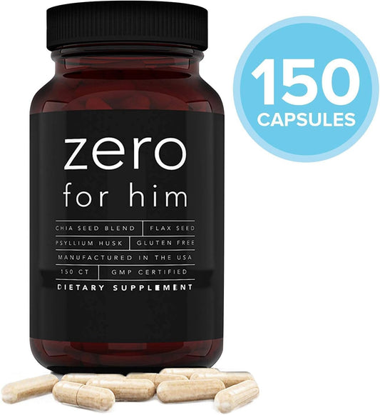California Basics Fiber Supplements for Men (150 Count) - Daily Dietary Chia Flaxseed Psyllium Husk Vegan Capsules - High Fiber Supplement Pills Zero for Him Normal Strength Fiber Pills