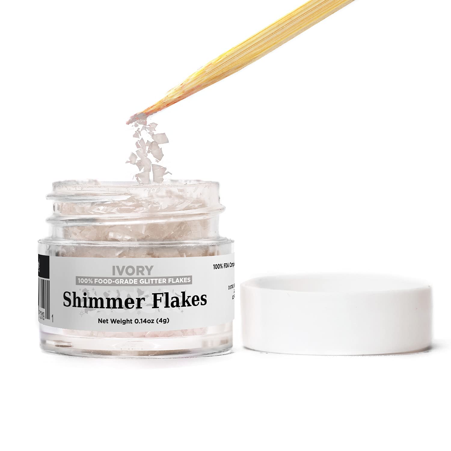 Bakell Edible Glitter Flakes | Vegan Ivory Edible Shimmer Flakes | Kosher Certified | Halal Certified | 100% Edible & Food Grade | Cakes, Cupcakes, Decoration (Ivory, 4G)