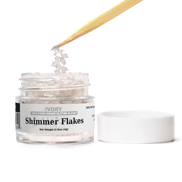 Bakell Edible Glitter Flakes | Vegan Ivory Edible Shimmer Flakes | Kosher Certified | Halal Certified | 100% Edible & Food Grade | Cakes, Cupcakes, Decoration (Ivory, 4G)