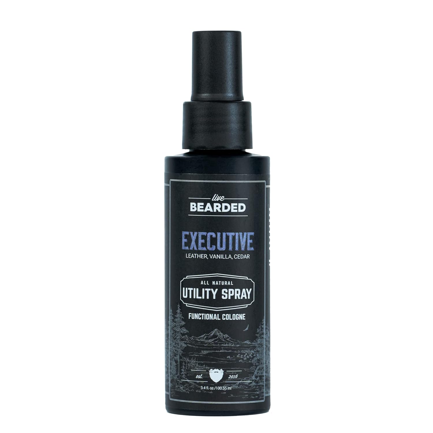Live Bearded Utility Spray - All Purpose Cologne With Natural Fragrance - Made In The Usa - 3.4 Fl Oz Bottle | Executive Scent - Cedar, Vanilla