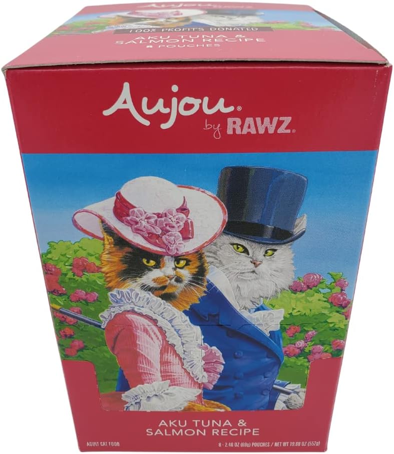 Rawz Aujou Aku Tuna & Salmon Cat Food 8/2.46 oz Pouches : Pet Supplies