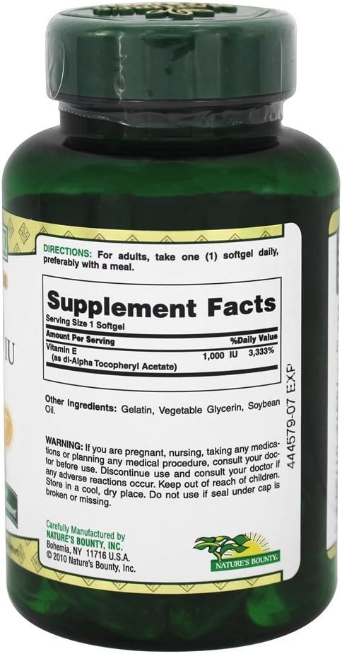 Nature'S Bounty Vitamin E 1000 Iu Softgels Pure Dl-Alpha 60 Soft Gels (Pack Of 2)