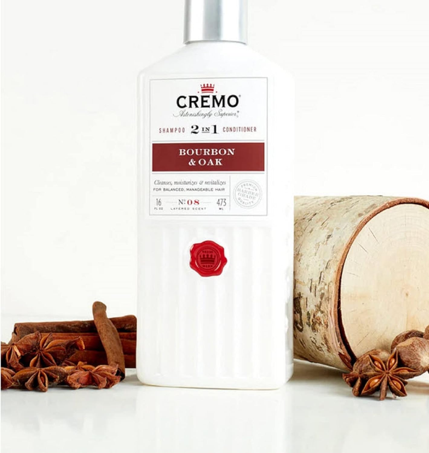 Cremo Bourbon & Oak Barber Grade 2-in-1 Shampoo & Conditioner, 16 Fl Oz (2-Pack) - A Sophisticated Blend of Distiller’s Spice, Fine Bourbon and White Oak : Beauty & Personal Care