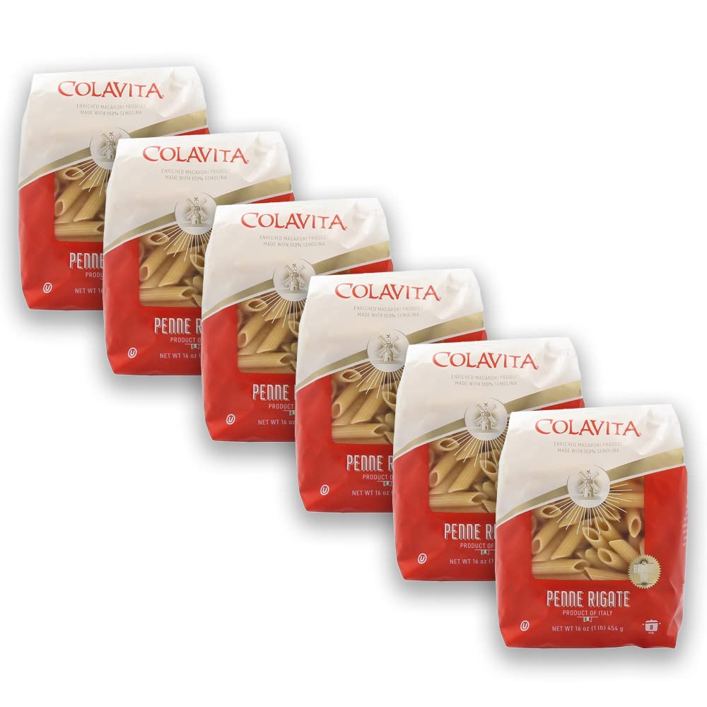 Colavita Penne Rigate: Authentic Italian Pasta with Ridges - Perfect Partner for Your Sauces - 1Lb (Pack of 6) : Everything Else