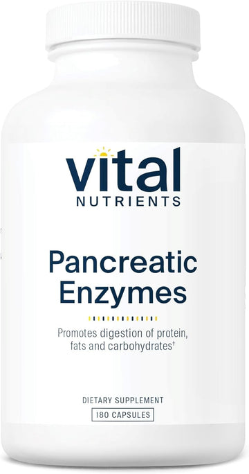 Vital Nutrients Pancreatic Enzymes 1000Mg (Full Strength) | Pancreatin Digestion Supplement With Protease, Amylase & Lipase | Digestive Enzymes | Gluten, Dairy, And Soy Free | 180 Capsules