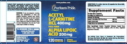 Puritan's Pride Acetyl L-carnitine Free Form : Health & Household