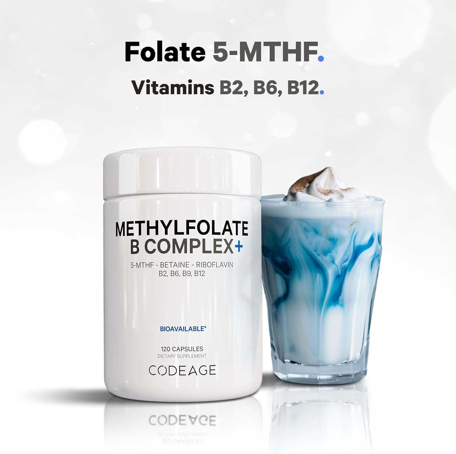 Codeage Methylfolate B Complex Supplements - 5 MTHF, Methylcobalamin 1000mcg Methylated Vitamin B12, Riboflavin, Betaine, Vitamins B6, Methylation Cycle MTHFR - 2 Months - 120 Capsules : Health & Household