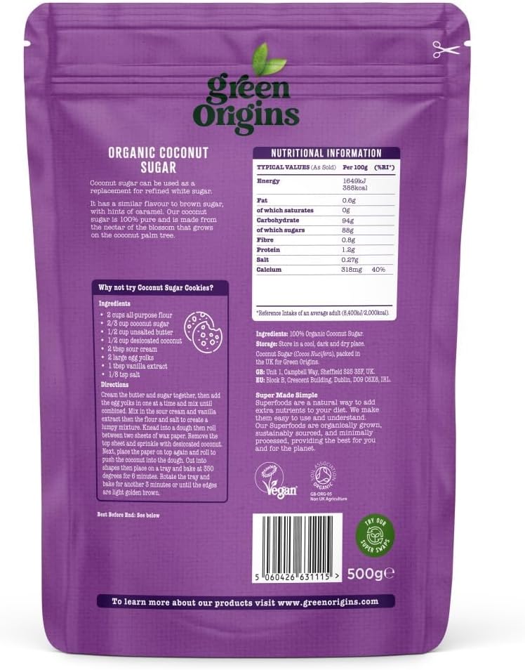 Green Origins Organic Coconut Sugar 500g : Amazon.co.uk: Grocery