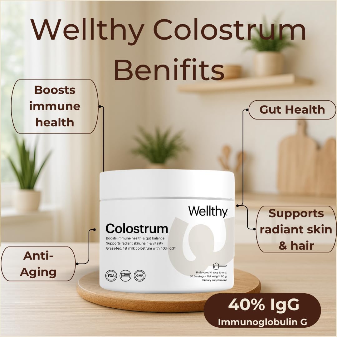 Buy Wellthy Colostrum Powder – Grass-Fed, 40% Igg – Supports Immune System, Gut Health, And Radiant Skin – 30 Servings – Made In Usa On  Free Shipping On Qualified Orders