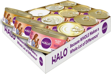 Halo Adult Wet Cat Food, Grain Free, Variety Pack 5.5Oz Can (Pack Of 12)