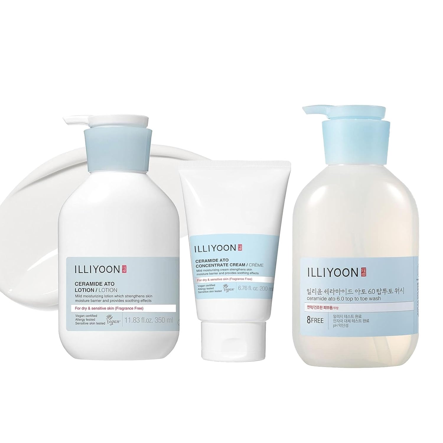 Illiyoon Ato Lotion 350Ml With Ato Cream 200Ml & Top To Toe Wash