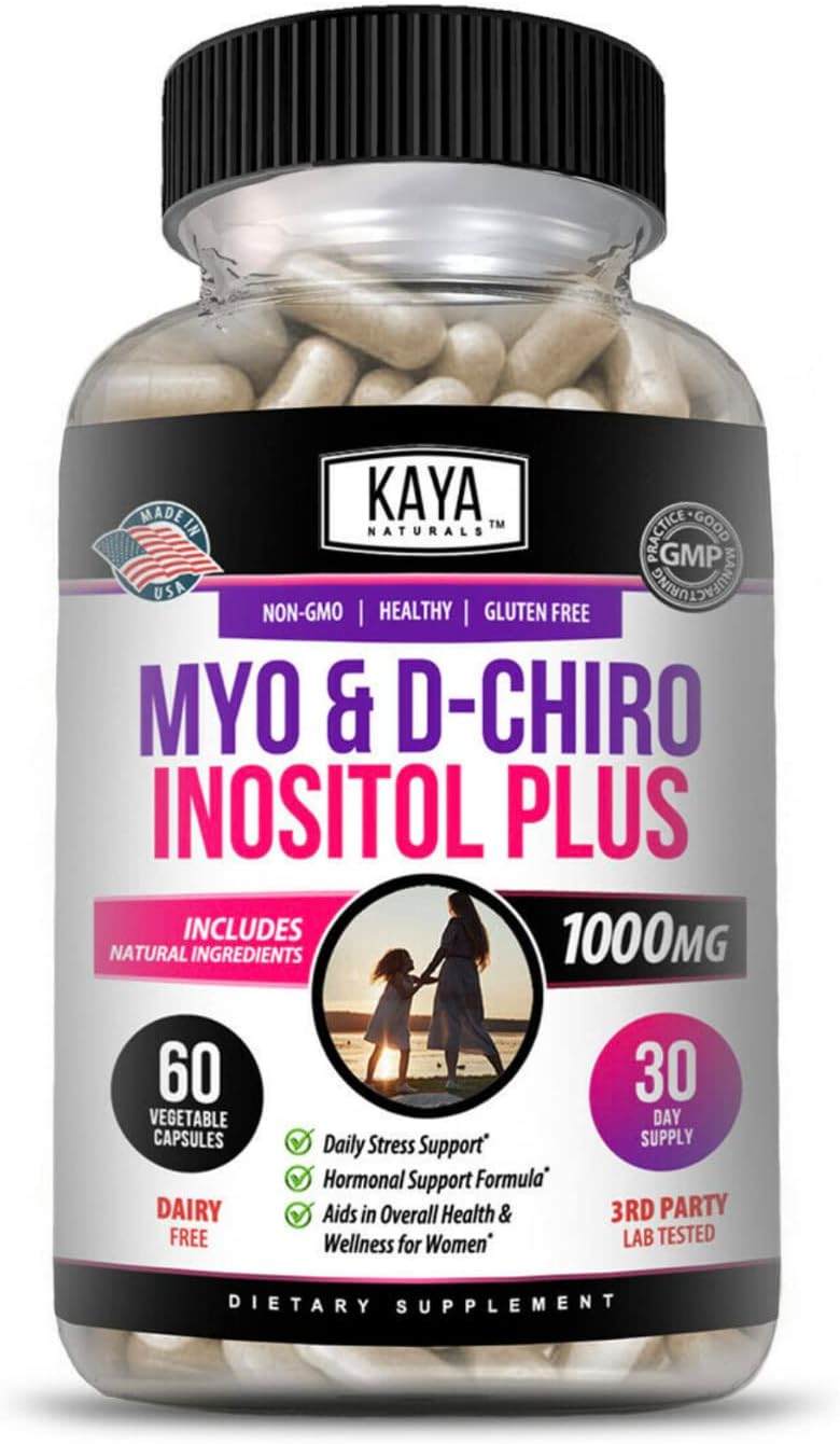 Kaya Naturals Myo & D-Chiro Inositol Plus | Pcos Supplement | Estrogen Supplements, Hormonal Balance & Healthy Ovarian Function Support For Women, Vitamin B8-60 Capsules