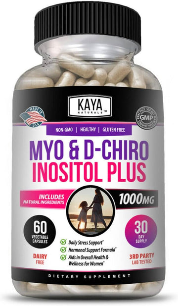 Kaya Naturals Myo & D-Chiro Inositol Plus | Pcos Supplement | Estrogen Supplements, Hormonal Balance & Healthy Ovarian Function Support For Women, Vitamin B8-60 Capsules