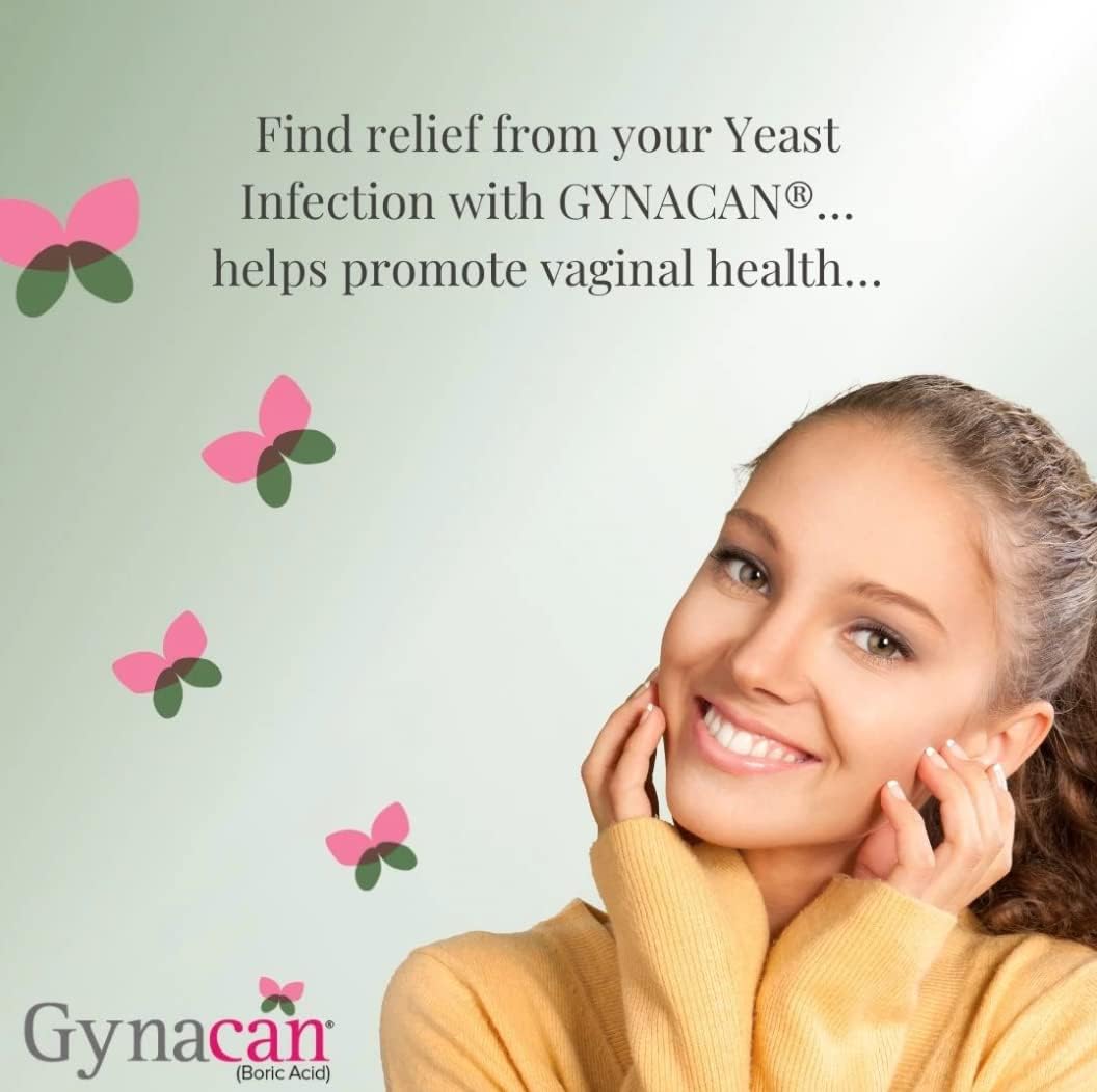 Gynacan – Boric Acid 600mg-Vaginal Capsules-Relieves Yeast Infections-pH Balanced Formula- Antibiotic-Free-with Applicator-30 Count-Made in Canada : Health & Household