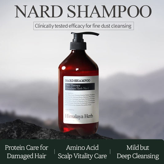 Nard Hair Shampoo Tea Tree Rosemary 16.9 Fl Oz - Strong Vitality From Himalayas - Natural Surfactants Giving Soft Cleansing - Argan Olive Jojoba Macadamia Sunflower Oil - Rich In Protein Amino Acids