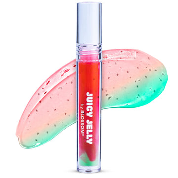 Blossom Lip Gloss Juicy Jelly Moisturizing Fruit Flavored Nourishing High Shine Lip Oil With Doe Foot Wand Applicator, 0.09Oz, Pineapple