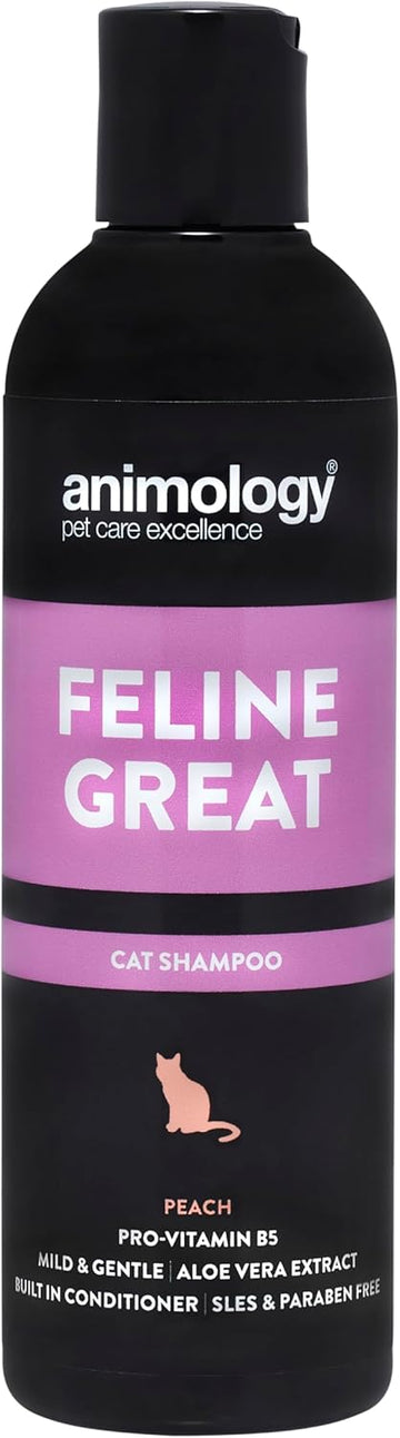 Animology Feline Great Cat Shampoo For Clean And Healthy Coat Cat Shampoo With Peach Fragrance Skin-Friendly, Innovative Formula Mild And Gentle Cat Grooming Shampoo, 250 Ml (Pack Of 1)