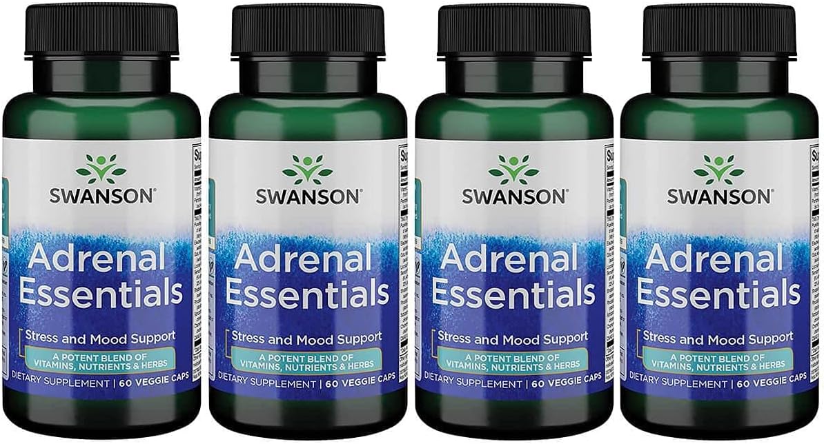 Swanson Adrenal Essentials 60 Veg Capsules (4 Pack)