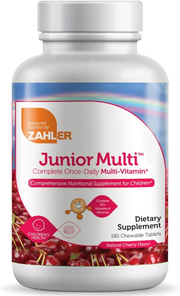 Zahler Junior Multi, Complete Once-Daily Multi-Vitamin, Natural Cherry, 180 Chewable Tablets