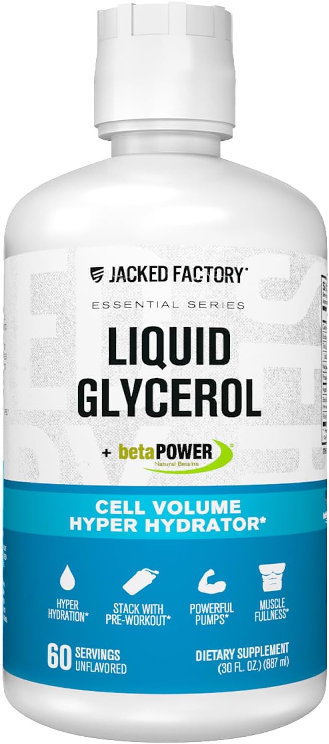Jacked Factory Glycerol Pump Powder - Cell Volume Hyper Hydrator With Hydroprime Glycerol Powder To Enhance Pumps, Hydration, Muscle Fullness, Endurance, & Performance - 100 Servings, Unflavored