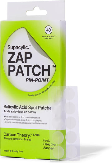 Carbon Theory Supacylic Pin Point Zap Patch - 40 X Invisible Pimple Patches - Spot Patches - Whitehead Remover And Blemish Patches - Vegan Spot Treatment