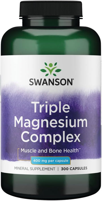 Swanson Triple Magnesium Complex - 400Mg Supplement For Optimal Bone Health And Absorption - Citrate, Oxide, And Aspartate - Triple Magnesium Supplement