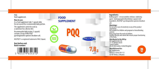 Hepatica Pqq (Mgcpqq) 20Mg | 30 Vegan Capsules | High Strength Pyrroloquinoline Quinone | 3Rd Party Lab Tested | Cellular Energy & Brain Support Supplement