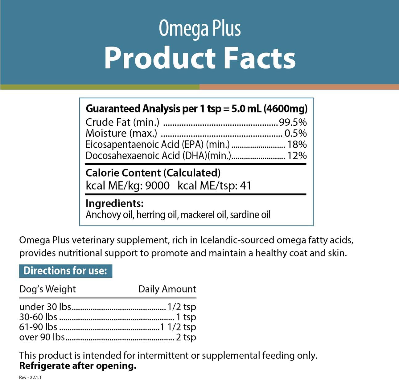 JustFoodForDogs Omega Plus Premium Fish Oil for Dogs Omega 3 Supplement, Liquid, 16 oz : Pet Supplies