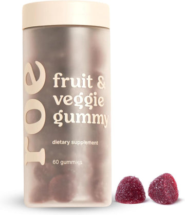Roe Wellness- Kids Immune Support Vitamin Gummies Fruits & Veggie Probiotics | Clean Ingredients, No Artificial Colors Or Flavors | Concentrated 18 Vegetable & 8 Fruit (60 Count)