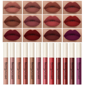 Qibest Goth Black & Bold Lipstick For Halloween Makeup, Matte Liquid Lipstick For Girls & Women, 24 Hours Long Lasting Waterproof Lip Gloss Gift Set, Non-Stick Cup Mate Duracion 24 Horas Lip Stains