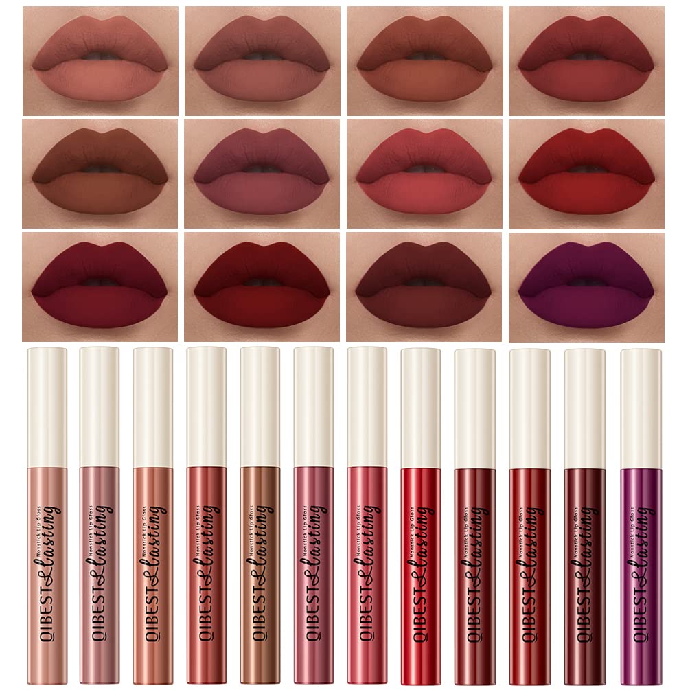 Qibest 3-In-1 Lipstick Set For Women & Teen Girls, Matte Liquid Lipstick + Lip Gloss + Gel Lip Liner Pencil Trio Lip Gift Kit For 24 Hours Long Lasting & Waterproof Lip Makeup (Whiskey Honey)