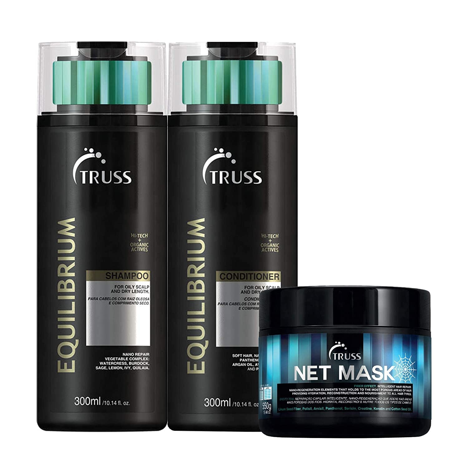 Truss Equilibrium Shampoo And Conditioner Set Bundle With Net Hair Mask