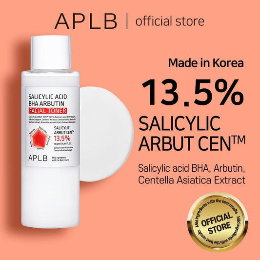 Aplb Salicylic Acid Bha Arbutin Facial Toner | Salicylic Arbut Cen™ 13.5% 5.41 Fl.Oz/Korean Skincare, Acne & Pore Care, Replenishing Moisture, Revitalize For Gentle And Improve Skin Texture