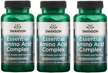 Swanson Ajipure 9 Essential Amino Acid Formula Pharmaceutical Grade 60 Veg Capsules (3 Pack)
