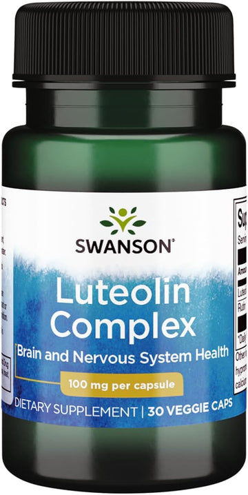 Swanson Luteolin Complex w/Rutin - Brain Support Supplement Promoting Memory, Mood & Cognitive Health - Natural Formula to Help Maintain Nervous System - (30 Veggie Capsules)