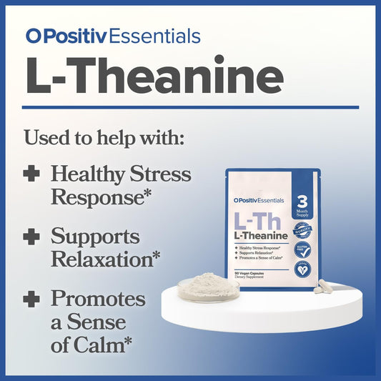 O Positiv L-Theanine Supplement, 200Mg Capsules - L Theanine Dietary Supplement For Mood & Focus - Supports Relaxation & Sense Of Calm - Vegan, Gluten-Free - 90 Servings, 3 Month Bulk Supply