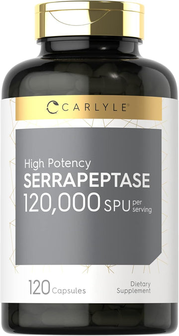 Carlyle Serrapeptase 120000 Spu | 120 Capsules | Supports Sinus Health | Gluten Free Enzyme Supplement