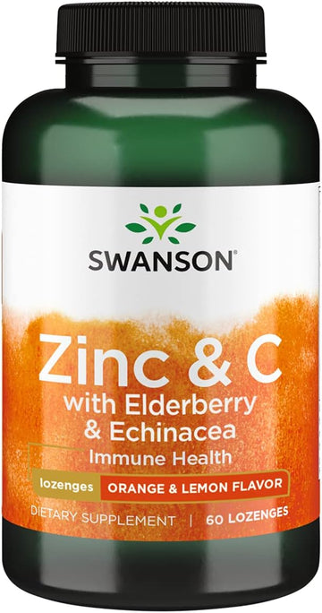 Swanson Zinc & C Lozenges W/Elderberry & Echinacea-Orange & Lemon Flavor 60 Loz