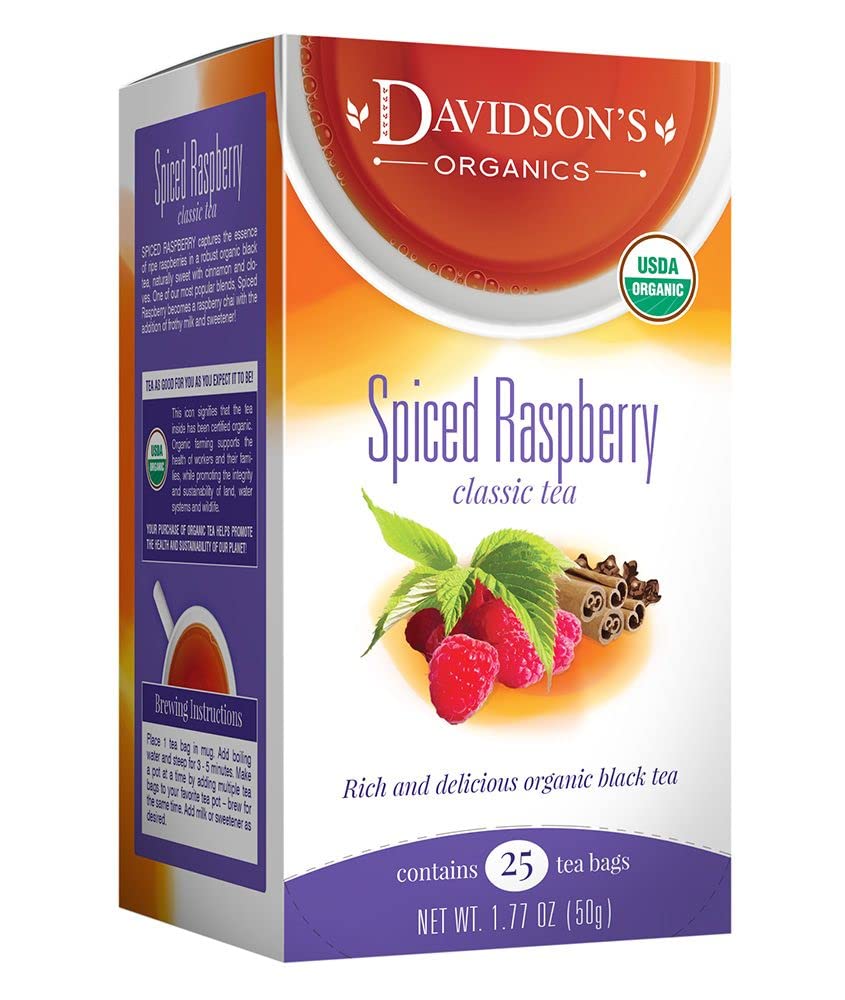 Davidson'S Organics, Spiced Raspberry, 25-Count Tea Bags, Pack Of 6