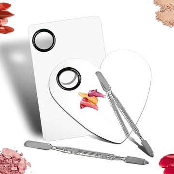 Upgrade Mixing Makeup Palette, Heart Stainless Steel Cosmetic Palette With Spatula Tool, Nail-Art Mixing Palette For Cosmetic Pigment Blending