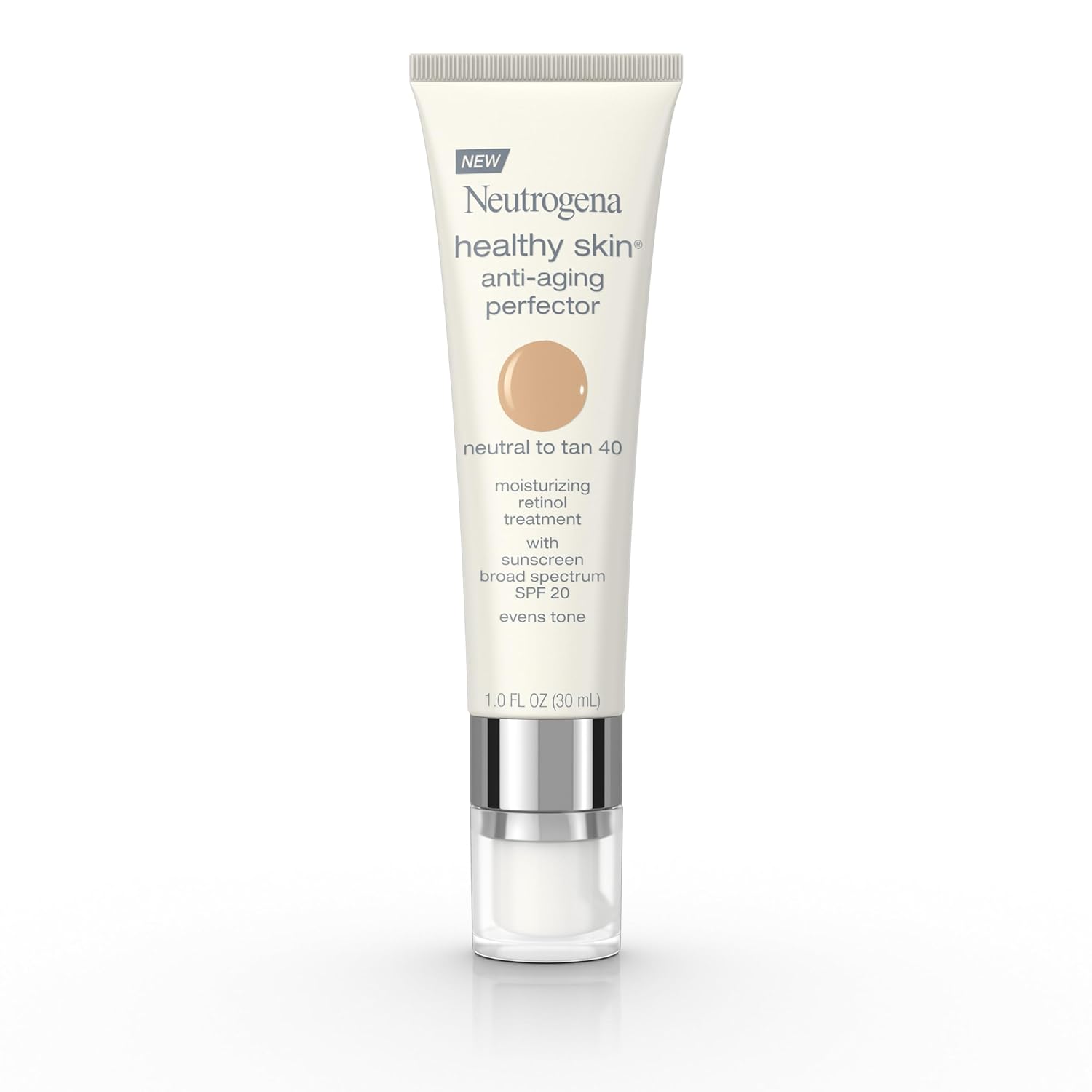 Neutrogena Retinol Treatment And Tinted Facial Moisturizer, Healthy Skin Anti-Aging Perfector With Broad Spectrum Spf 20 Sunscreen With Titanium Dioxide, 40 Neutral To Tan, 1 Fl. Oz