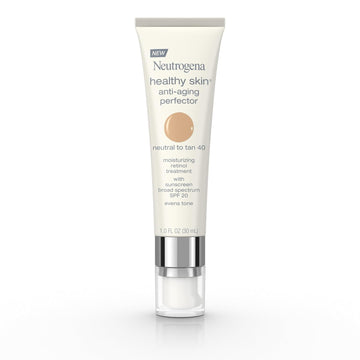 Neutrogena Retinol Treatment And Tinted Facial Moisturizer, Healthy Skin Anti-Aging Perfector With Broad Spectrum Spf 20 Sunscreen With Titanium Dioxide, 40 Neutral To Tan, 1 Fl. Oz