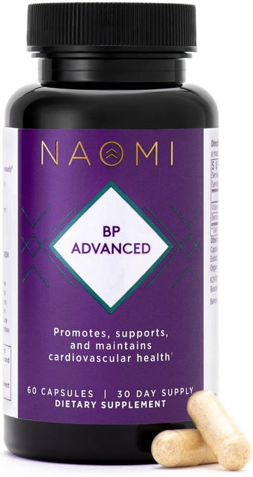NAOMI BP Advanced, Supports Cardiovascular Health, Circulatory Health, Olive Leaf Extract 1000mg, Vitamin K2 180mcg (Small, 60 Count)