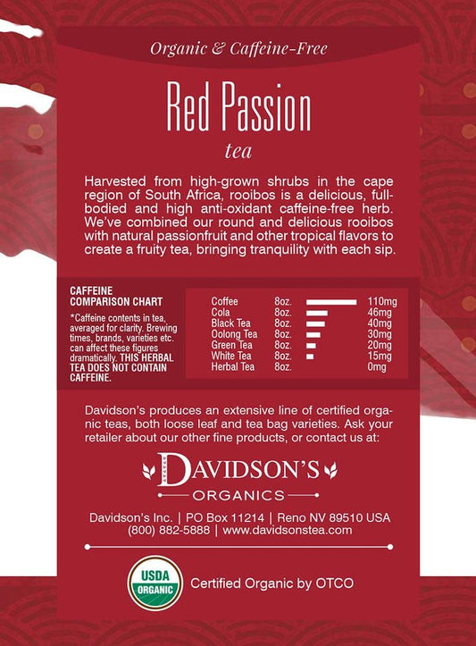 Davidson'S Organics, Red Passion, 8-Count Tea Bags, Pack Of 12