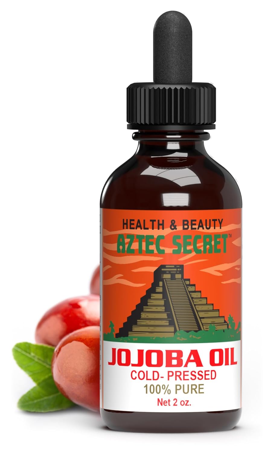 Aztec Secret 100% Pure Jojoba Oil, 2 Oz - Deep Hair & Skin Moisturizer - Cold-Pressed And Unfiltered