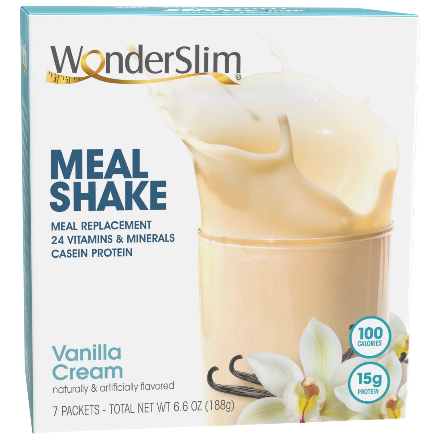 WonderSlim Meal Replacement Shake, Vanilla Cream, 15g Protein, 24 Vitamins & Minerals, Gluten Free (7ct)