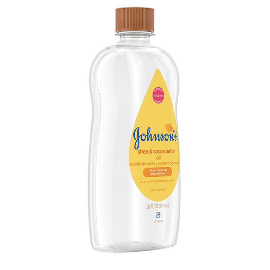 Johnson's Baby Mineral Oil Enriched with Shea & Cocoa Butter for Baby Massage & to Prevent Moisture Loss & Help Relieve Dry Skin, Allergy Tested for Babies, Kids & Adults, 20 Fl Oz Pack of 6